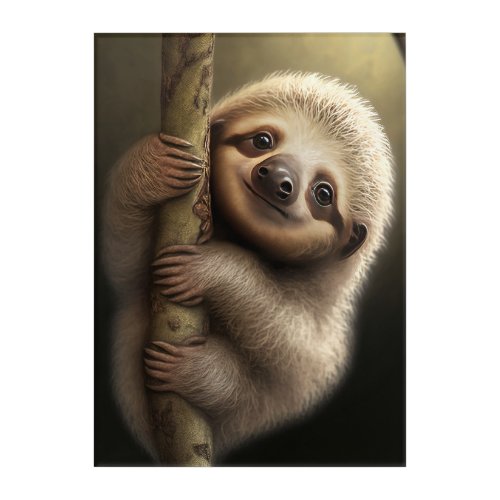 Cute Baby Sloth Smiling Wildlife Nature Animal Acrylic Print