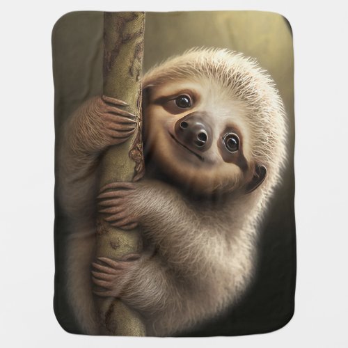 Cute Baby Sloth Smiling Wildlife Nature Animal Baby Blanket