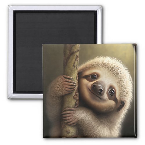 Cute Baby Sloth Smiling Wildlife Nature Animal Magnet