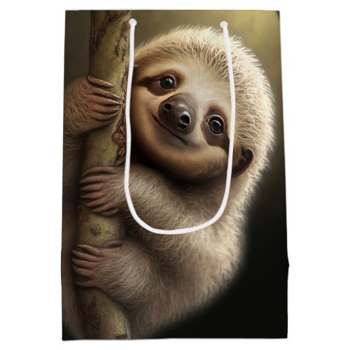 Cute Baby Sloth Smiling Wildlife Nature Animal Medium Gift Bag