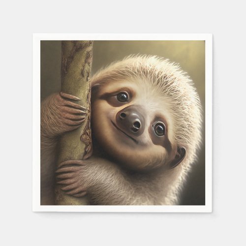 Cute Baby Sloth Smiling Wildlife Nature Animal Napkins