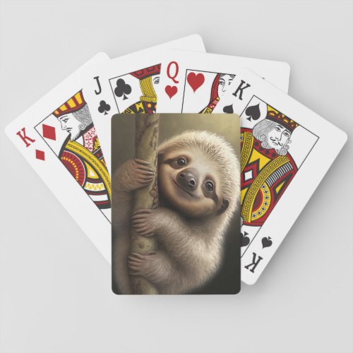 Cute Baby Sloth Smiling Wildlife Nature Animal Poker Cards