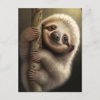 Cute Baby Sloth Smiling Wildlife Nature Animal Postcard by azlaird at Zazzle