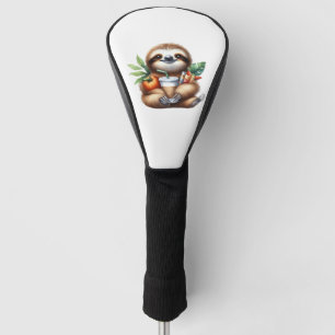 Cute Baby Sloth with Pumpkin Coffee and Pancakes w Golf Head Cover