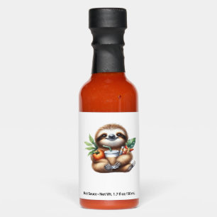 Cute Baby Sloth with Pumpkin Coffee and Pancakes w Hot Sauces
