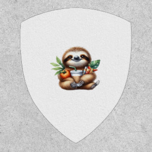 Cute Baby Sloth with Pumpkin Coffee and Pancakes w Patch