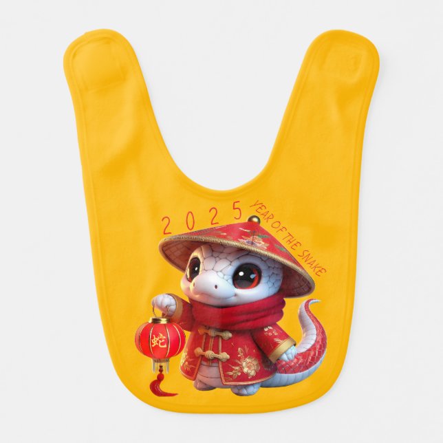 Cute Baby Snake Chinese New Year 2025 Baby B1 Bib (Front)