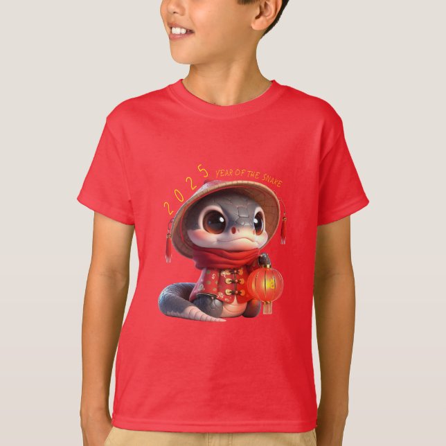 Cute Baby Snake Chinese New Year 2025 Kids 2 T-Shirt (Front)