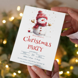 Cute Baby Snowman Christmas Party Invitation