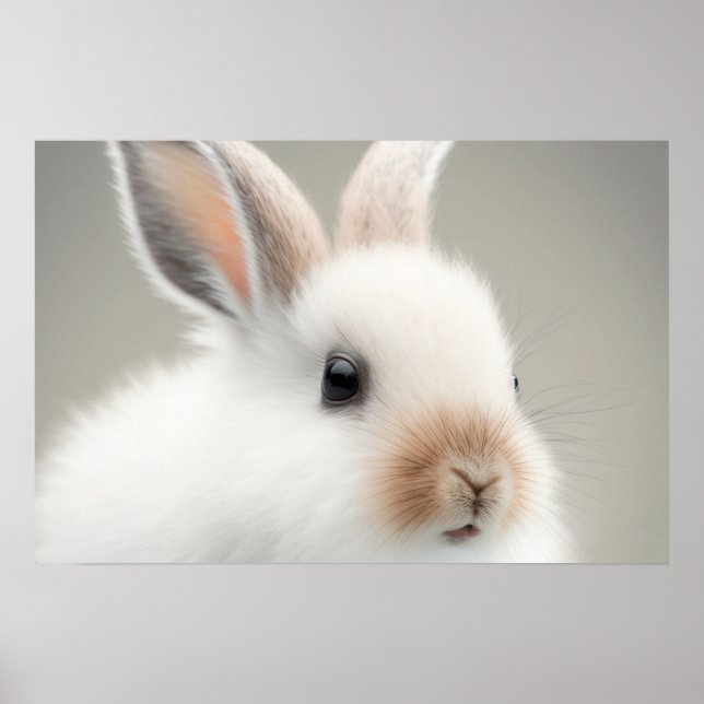 Cute Baby Snowshow Hare Portrait (Bunny) |  1:1 Poster (Front)