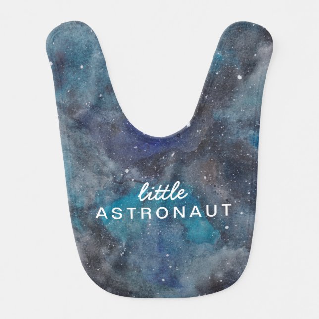 Cute Baby Space Galaxy in Blue Baby Bib (Front)