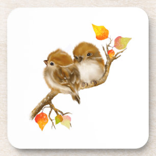 Cute Baby Sparrows  Beverage Coaster