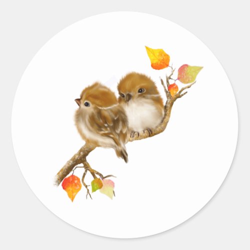 Cute Baby Sparrows Bird Sticker