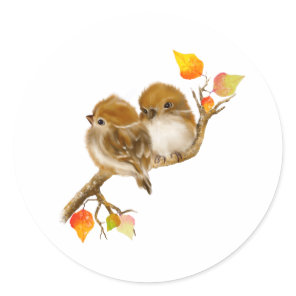 Cute Baby Sparrows Bird Sticker