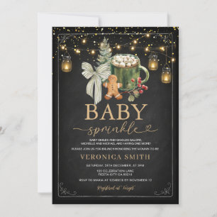 Cute Baby Sprinkle Winter Cocoa Baby Shower Lights Invitation