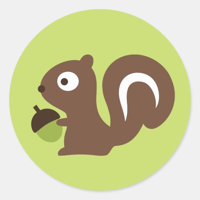 Cute Baby Squirrel Design Classic Round Sticker (Front)