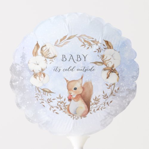 Cute Baby Squirrel Winter Christmas Baby Shower Balloon