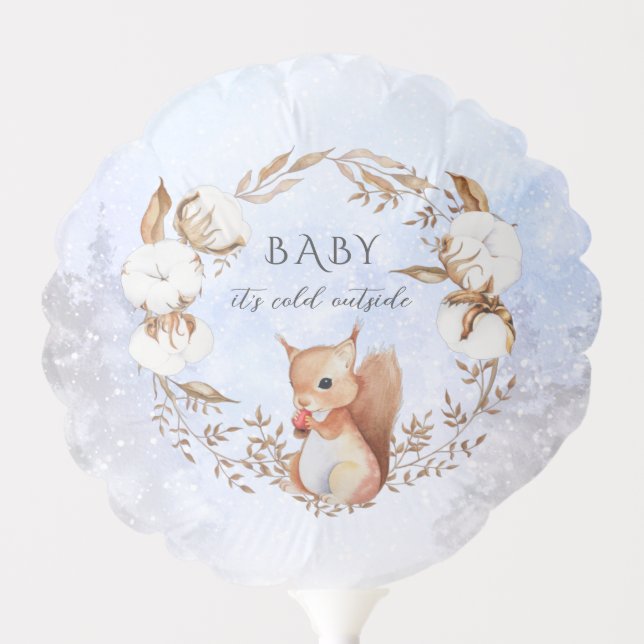 Cute Baby Squirrel Winter Christmas Baby Shower Balloon (Front)