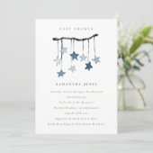 Cute Baby Star Mobile Blue Boy Baby Shower Invite (Standing Front)