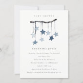 Cute Baby Star Mobile Blue Boy Baby Shower Invite (Front)