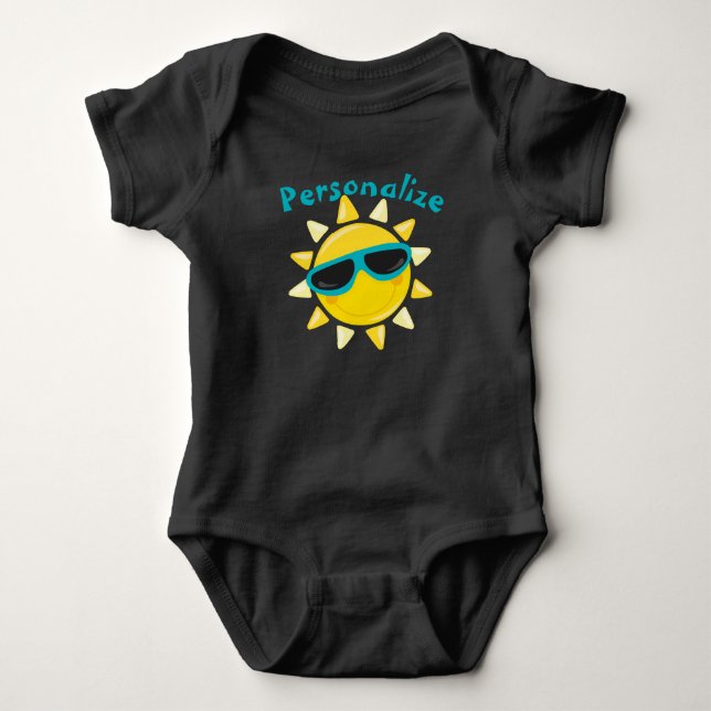 Cute Baby Sun in Sunglasses Sunshine Personalized Baby Bodysuit (Front)