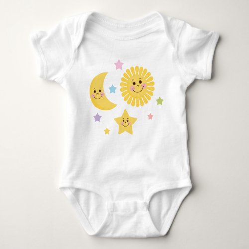 Cute Baby Sun Moon and Star Baby Bodysuit
