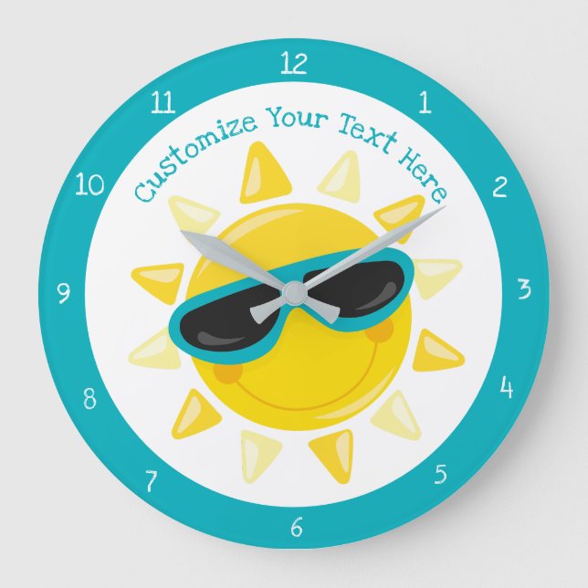 Cute Baby Sun with Sunglasses Happy Personalize Large Clock (Front)