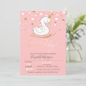 Cute Baby Swan Crown Stars Baby Shower Invitation (Standing Front)