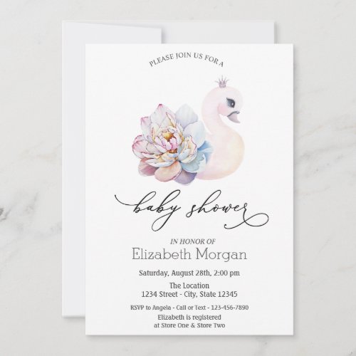 Cute Baby Swan Polka Dots Invitation