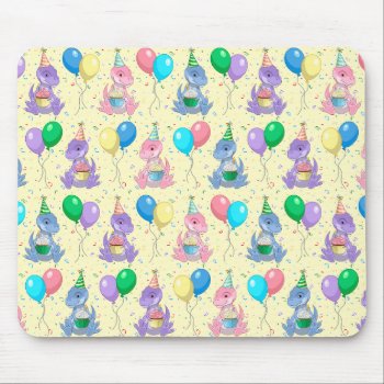 Cute Baby T-rex Dinosaur Birthday Mouse Pad by Fun_Forest at Zazzle