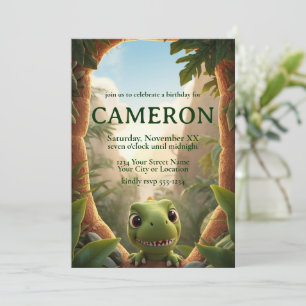 Cute Baby T-Rex Dinosaur Birthday Party Invitation