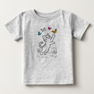 Cute baby t-shirt with kitten and butterflies