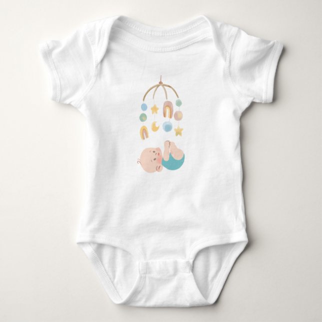 Cute Baby T-Shirt with Stars Baby Bodysuit (Front)