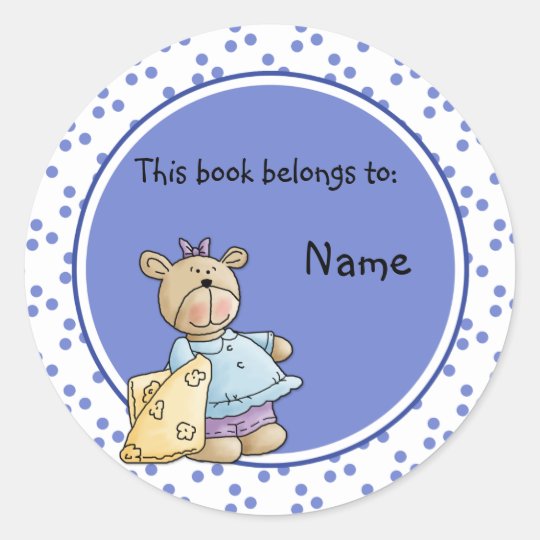 Cute baby teddy baer bookplate