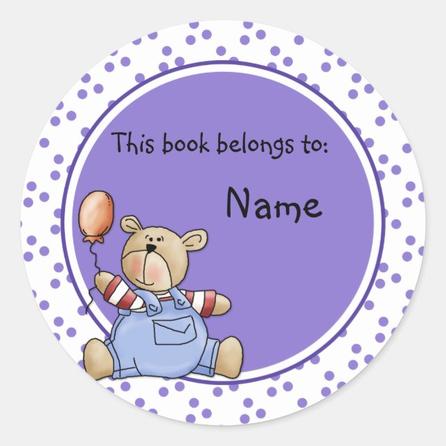 Cute baby teddy baer bookplate (Front)