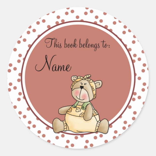 Cute baby teddy baer bookplate (Front)