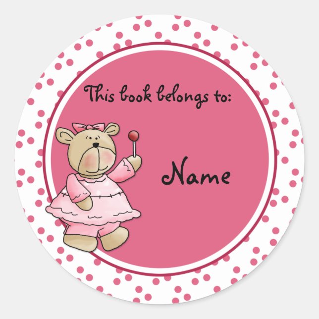 Cute baby teddy baer bookplate (Front)