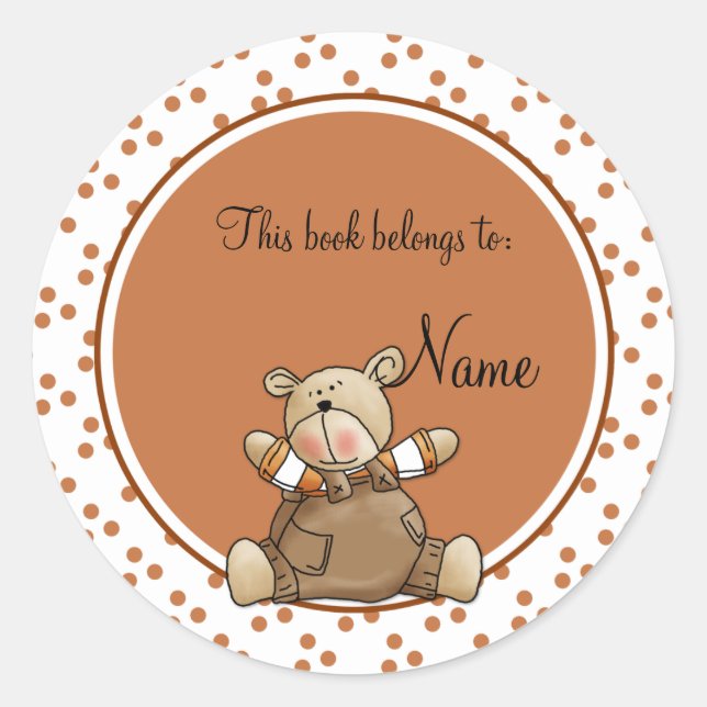 Cute baby teddy baer bookplate (Front)