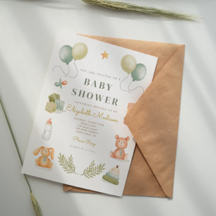 Cute Baby Teddy Bear Toys Baby Shower Invitation