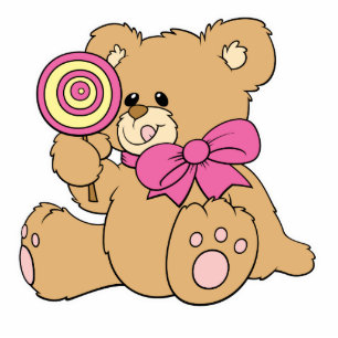 Cute Baby Teddy Bear with Lollipop Cutout