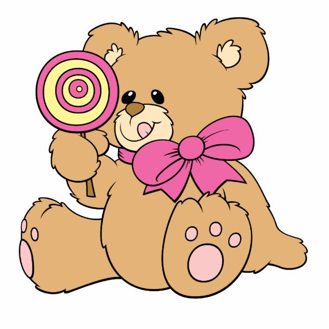 Cute Baby Teddy Bear with Lollipop Cutout (Front)