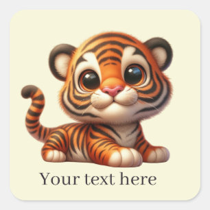 Cute baby tiger add text  square sticker