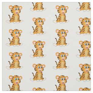 Cute Baby Tiger Animal Safari Jungle Pattern Fabric