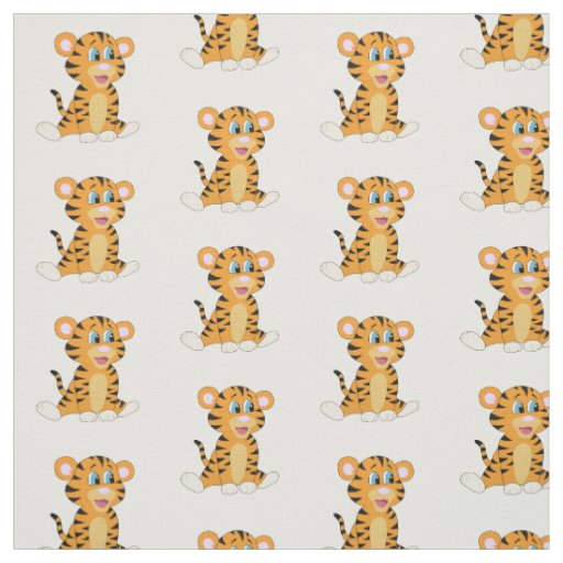 Cute Baby Tiger Animal Safari Jungle Pattern Fabric