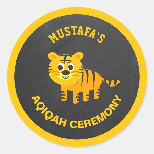 Cute Baby Tiger Aqiqah Classic Round Sticker (Front)