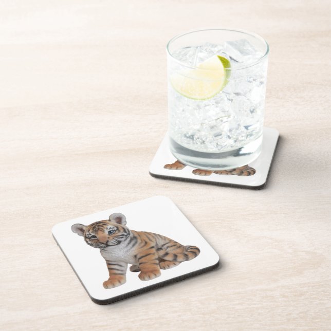 Cute Baby Tiger Cub Beverage Coaster (Right Side)