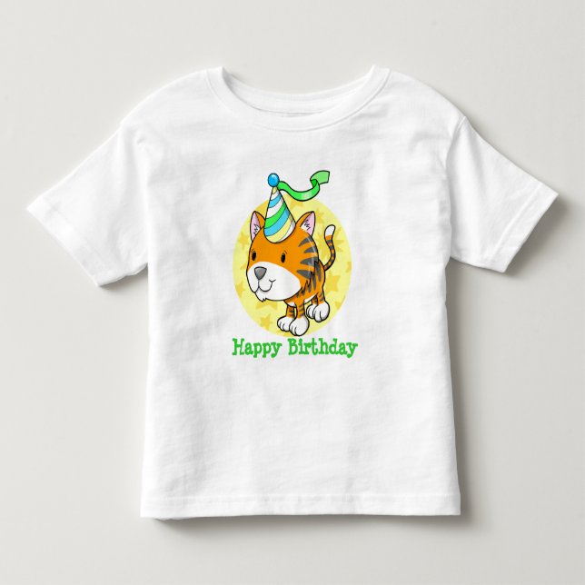 Cute Baby Tiger Cub Happy Birthday  T-Shirt (Front)