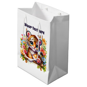 Cute baby tiger customizable medium gift bag