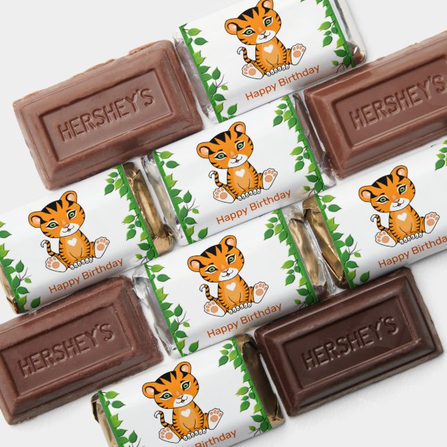 Cute Baby Tiger & Green Plant Leaves Hershey's Miniatures (Assorted)