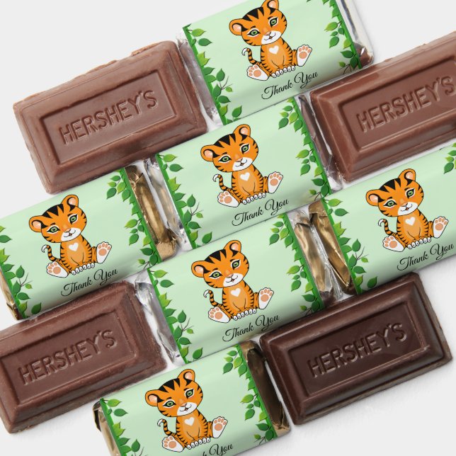 Cute Baby Tiger & Green Plant Leaves Thank You Hershey's Miniatures (Assorted)